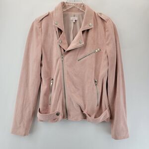 Pixley Faux Suede Motorcycle Jacket Womens Small Pink Twee Rock And Roll‎ K Pop
